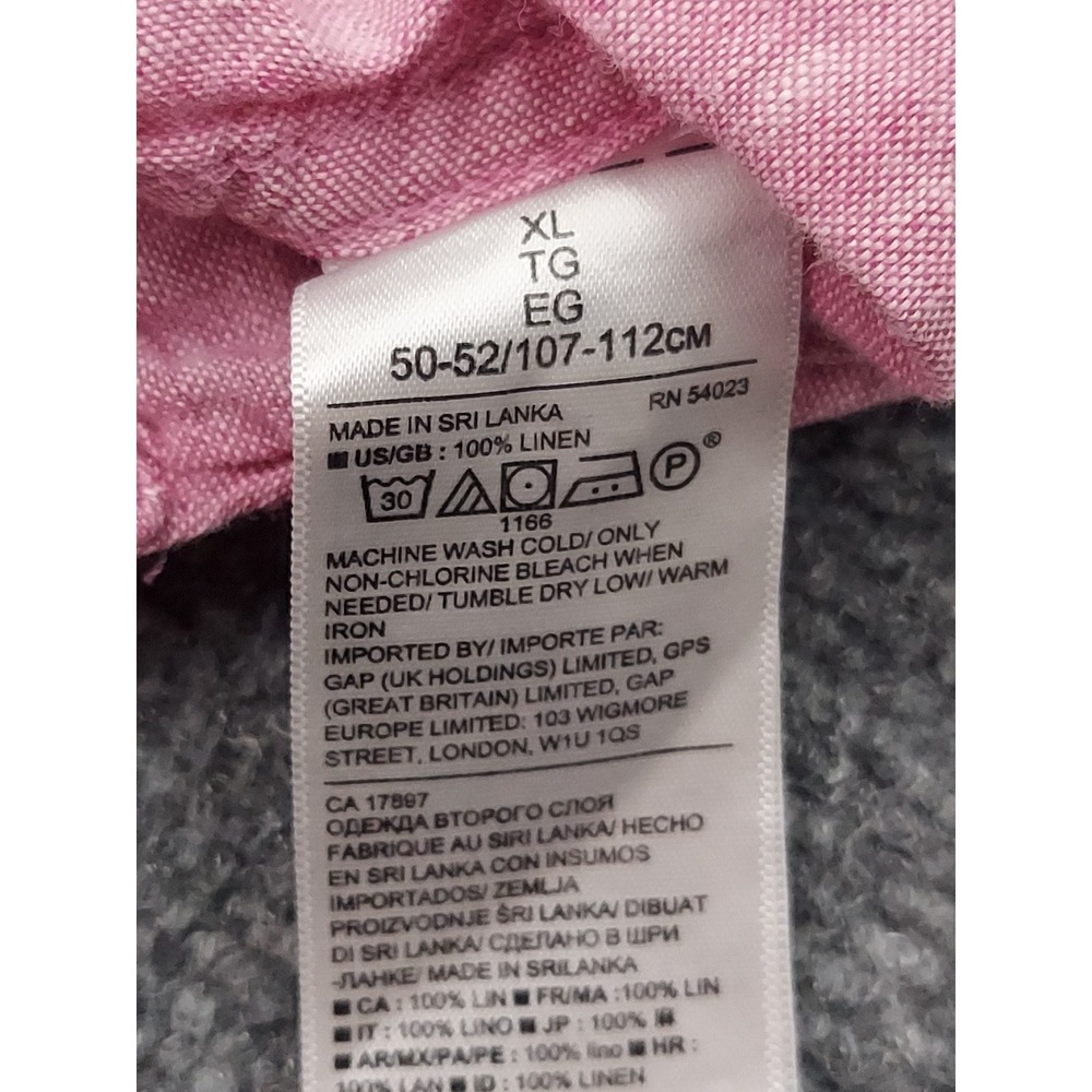 BANANA REPUBLIC Linen Shirt Mens XL Pink Short Sleeve Camden Standard Fit Beach - Picture 4 of 9